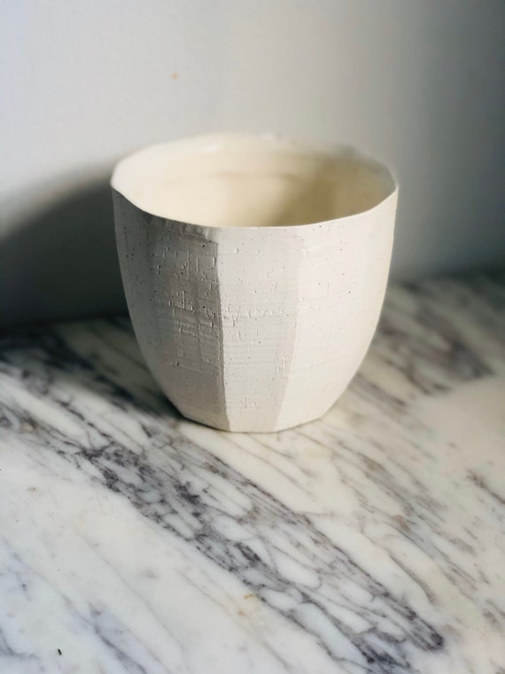 Geometric Stone Pot - Hand Carved - Bohemian Planter - Decorative Pot - Multiple Sizes