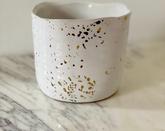 Gold Flaked Planter - Decorative Pot - Bohemian - Industrial - Multiple Sizes