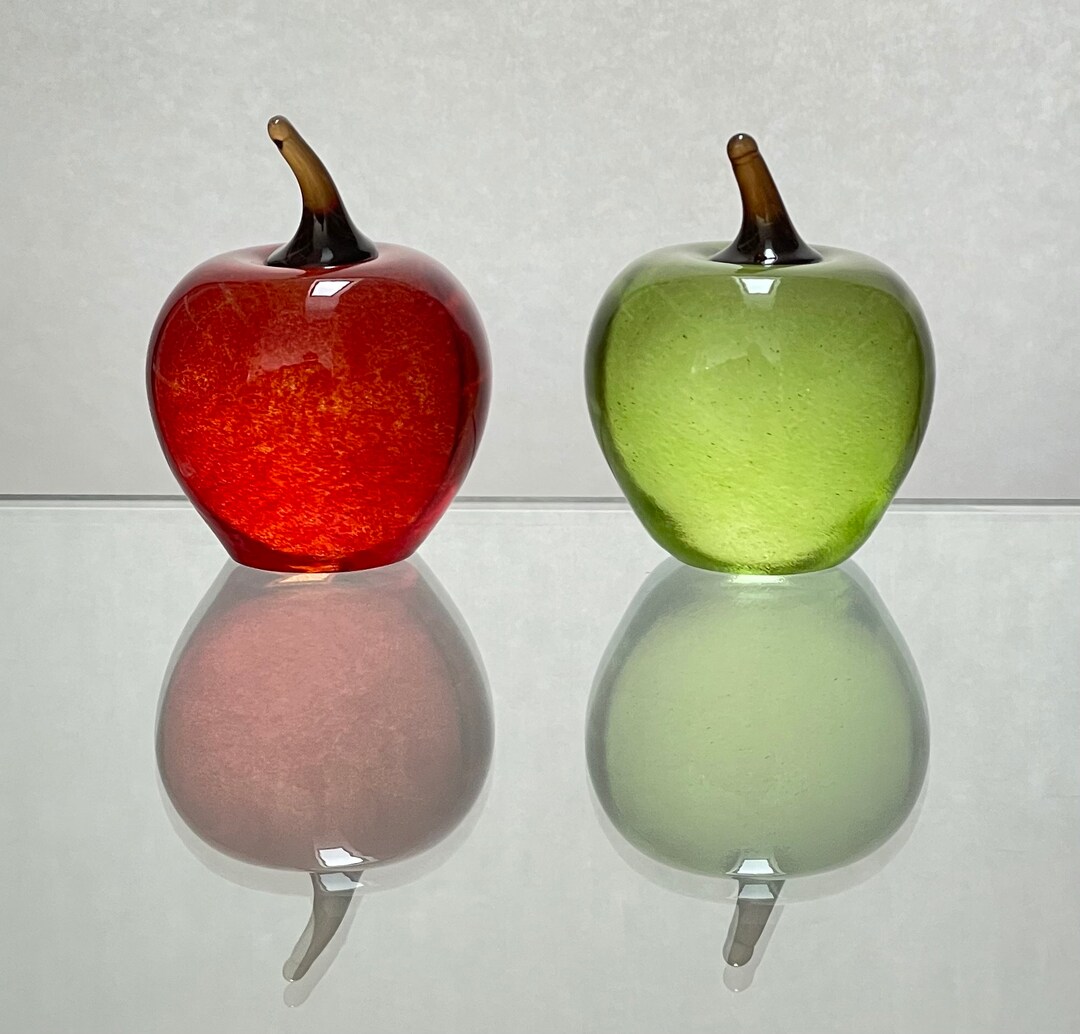 Glass Apple Paperweight Etsy
