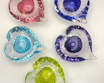 Heart Shaped Bubble Glass Paperweights