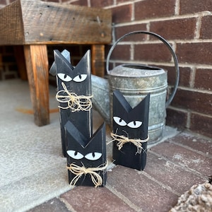 Halloween Black Cat, Halloween Decorations, Front Porch Decor, Cute Black Cat, Spooky Black Cat, Handmade Halloween Decor