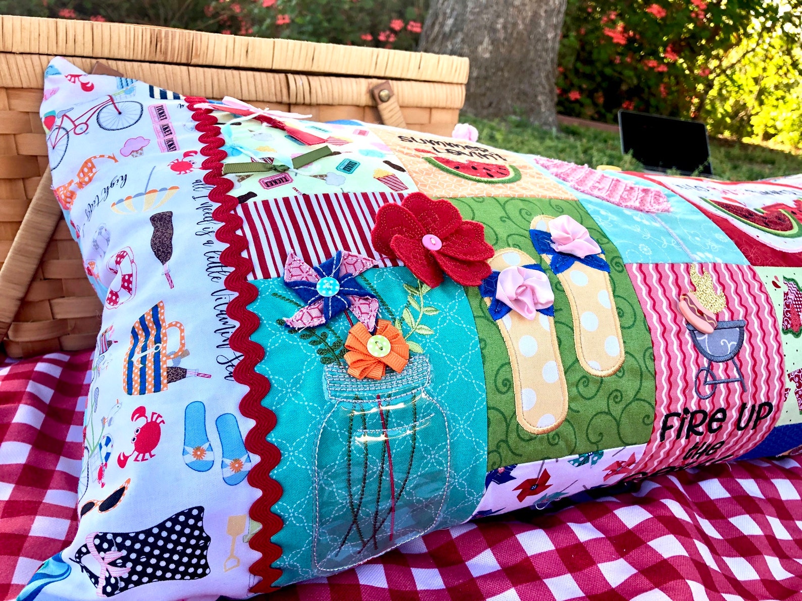 Summer Bench Pillow Pattern includes 1 Embroidery Design Etsy