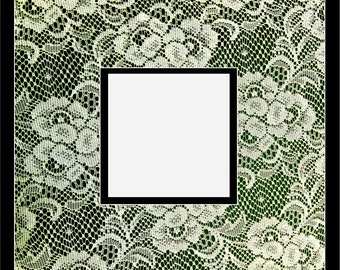 Tapete fotográfico de doble capa con estampado de encaje verde (NO ES ENCAJE REAL)
