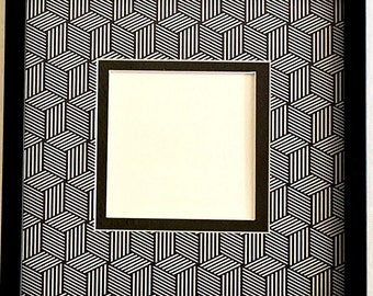 Tapete fotográfico de doble capa con estampado de bloques en blanco y negro
