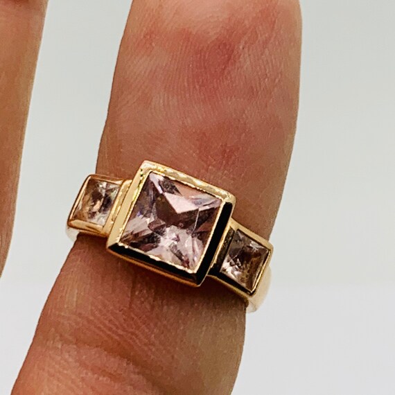 14k Pink morganite ring, 14kt rose gold morganite… - image 2