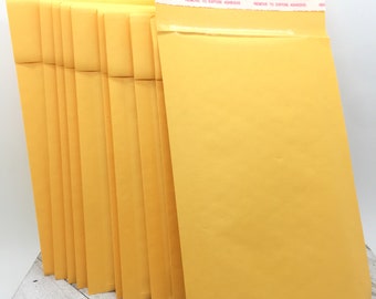 10 Padded envelopes, 4x8 bubble mailers, small bubble envelopes, #000 4 X 8 Kraft Bubble Mailers Padded Envelopes, shipping supplies
