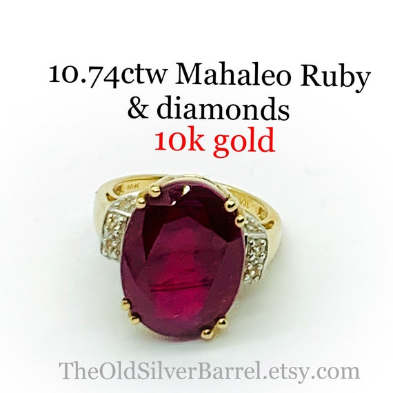 10.74ctw Mahaleo ruby ring, 10k ruby diamond ring,