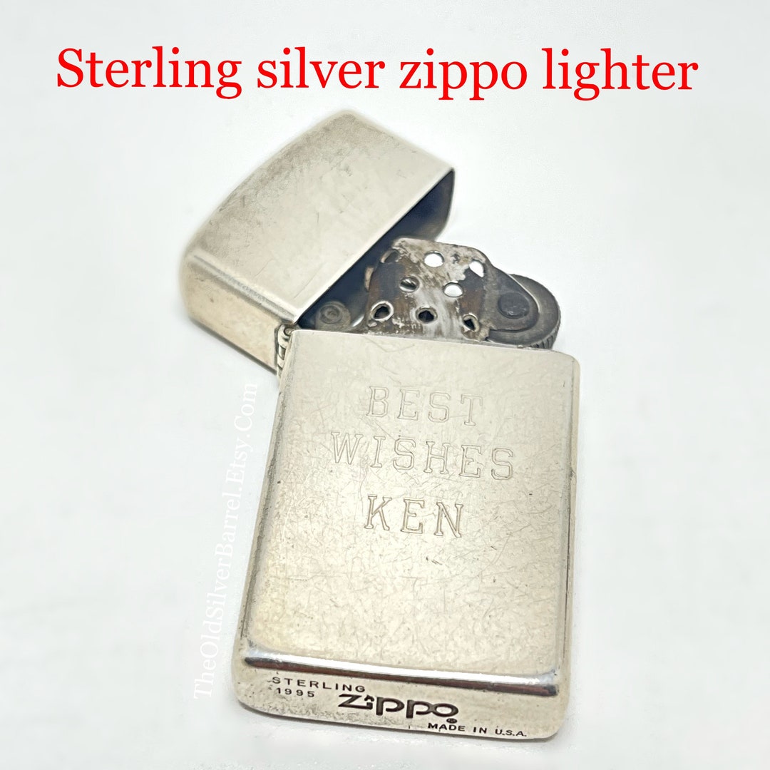 1995 Sterling Zippo Lighter, Sterling Silver Lighter, Unique