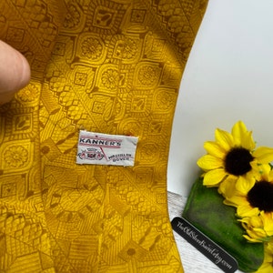 Vintage Kanners yellow abstract silk tie, yellow silk designer tie, 100% silk necktie, 54 inch necktie, yellow paisley dover tie, on sale image 2