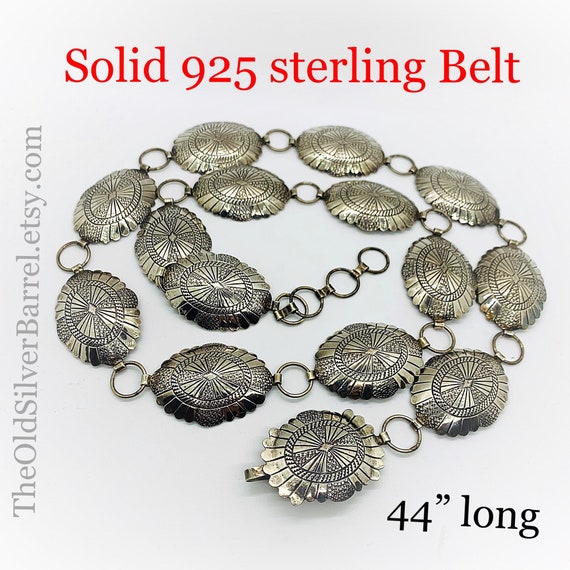 Native sterling silver belt, solid sterling concho