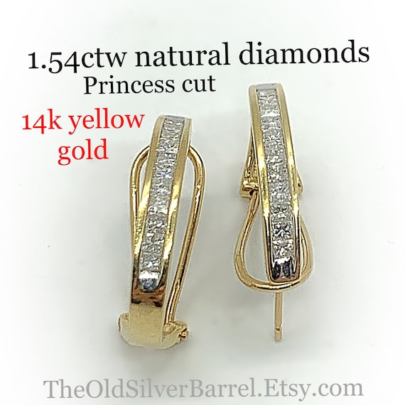 14K Yellow Gold and Diamonds J Hook Earrings