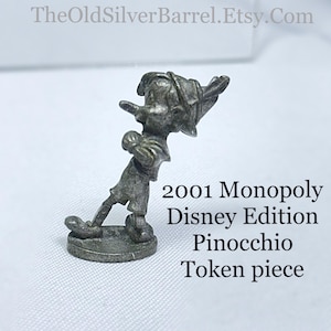 2001 monopoly Pinocchio game token, Disney monopoly, vintage monopoly pieces, monopoly Disney, unique trinket, conversation piece, gift for