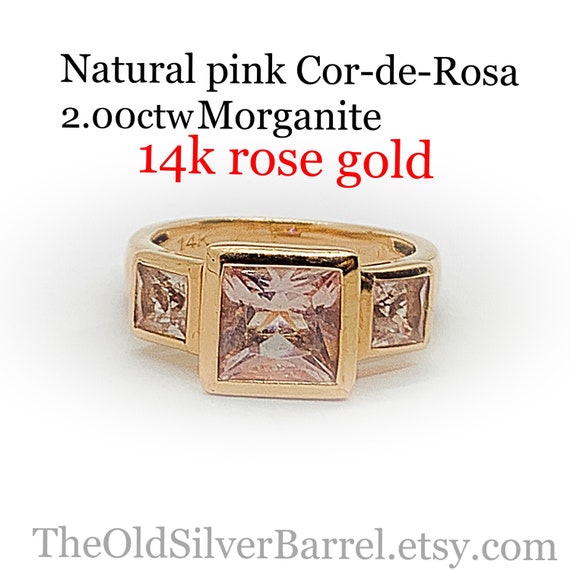 14k Pink morganite ring, 14kt rose gold morganite… - image 1