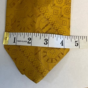 Vintage Kanners yellow abstract silk tie, yellow silk designer tie, 100% silk necktie, 54 inch necktie, yellow paisley dover tie, on sale image 4