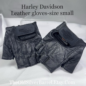 Harley Davidson fingerless leather gloves, Harley gloves, HD leather, breathable motorcycle gloves, vintage Harley, women’s size small