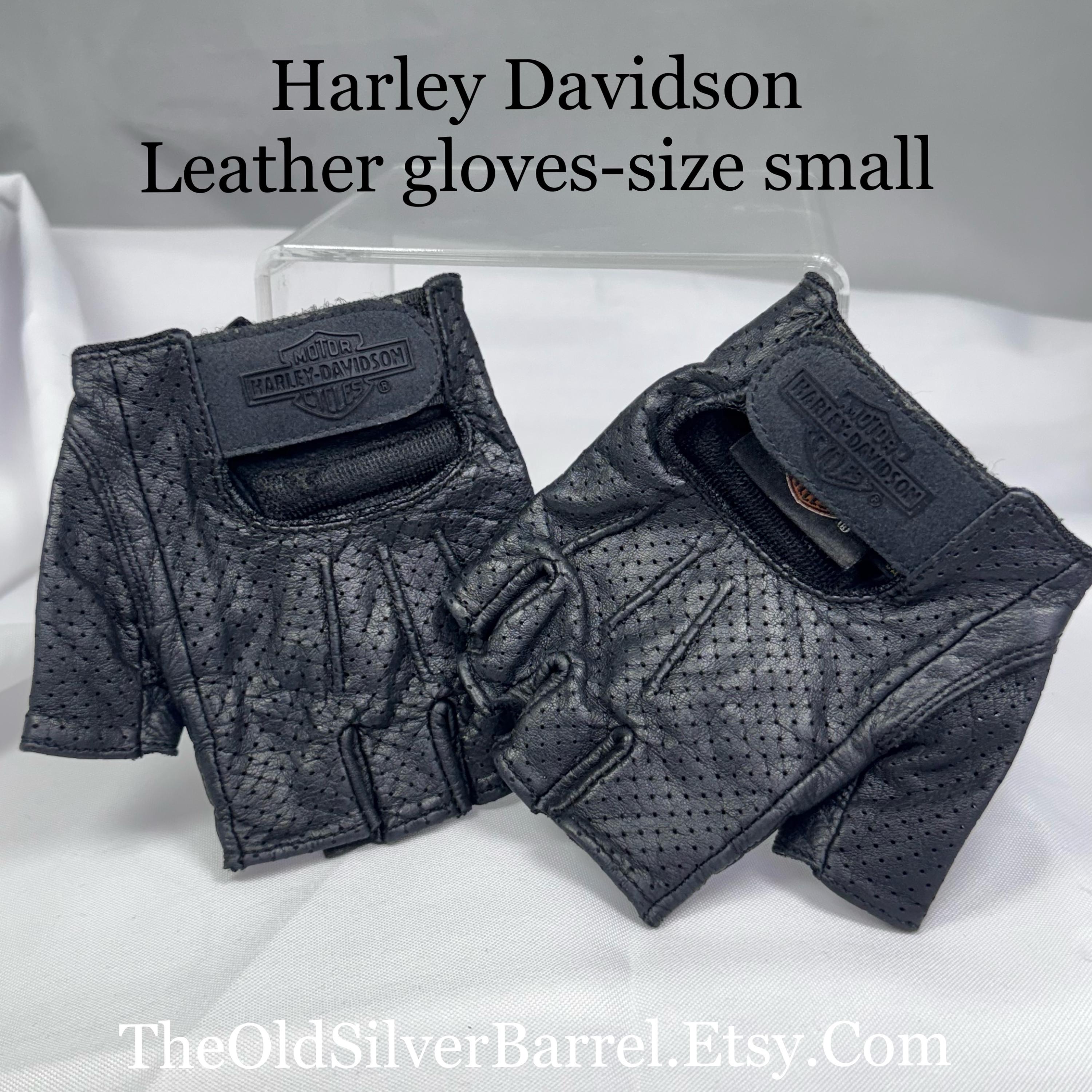 Harley Davidson Fingerless Leather Gloves, Harley Gloves, HD