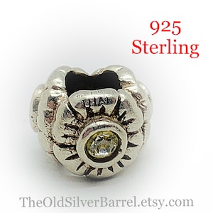 Sterling diamond flower charm, 3 flower charm, sterling pandora bracelet charm, triple flower charm, charm bracelet charm