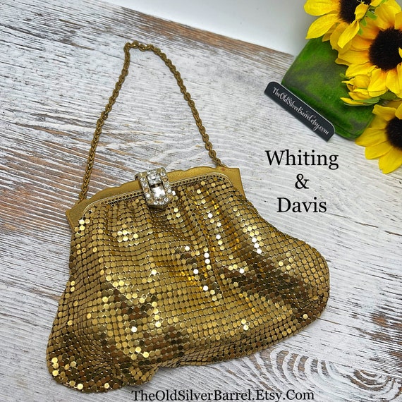 Vintage whiting and Davis gold mesh purse, whitin… - image 1