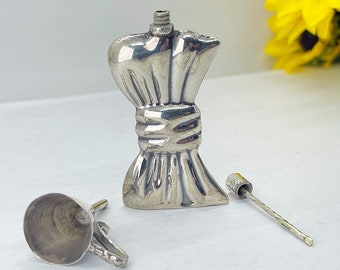 Vintage sterling perfume bottle with funnel, sterling bow shaped, taxco sterling, handmade sterling, unique gift, Mother’s Day, on sale