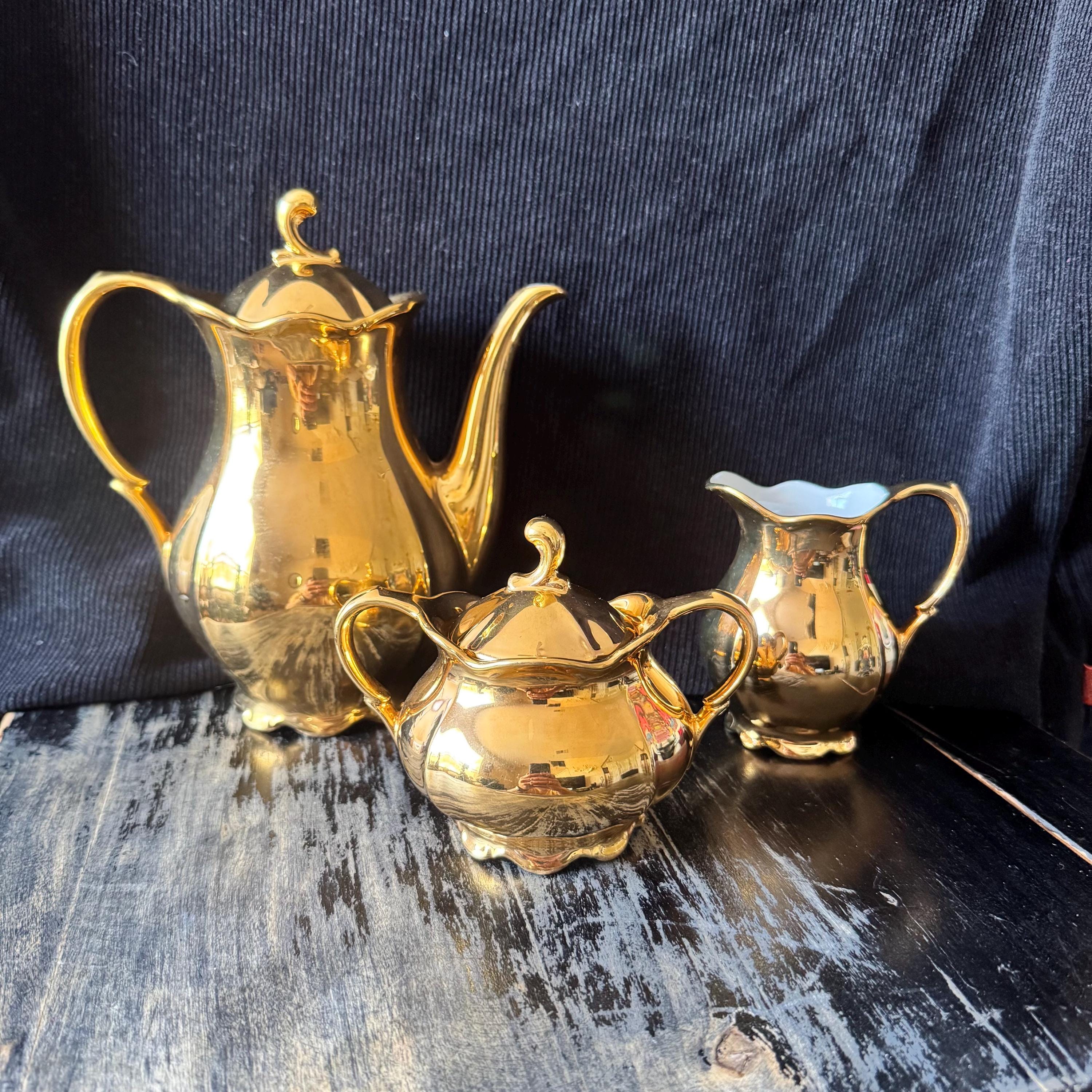 Antique 24k Gold Porcelain Tea Set, Rudolf Wachter, Bavaria Germany ...