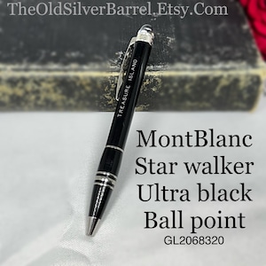Montblanc starwalker ultra black pen, authentic montblanc, rare ball point pen, collectible pens, black silver montblanc, treasure island