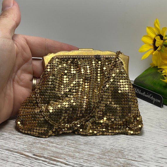 Vintage whiting and Davis gold mesh purse, whitin… - image 2