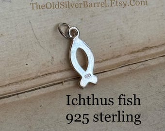 Sterling Silver Ichthus Fish Pendant - Christian Jewelry