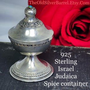 Zadok Judaica Sterling Silver Spice Container, besamim spice box, havdalah spice container, Israel sterling, sabbath sterling, filigree