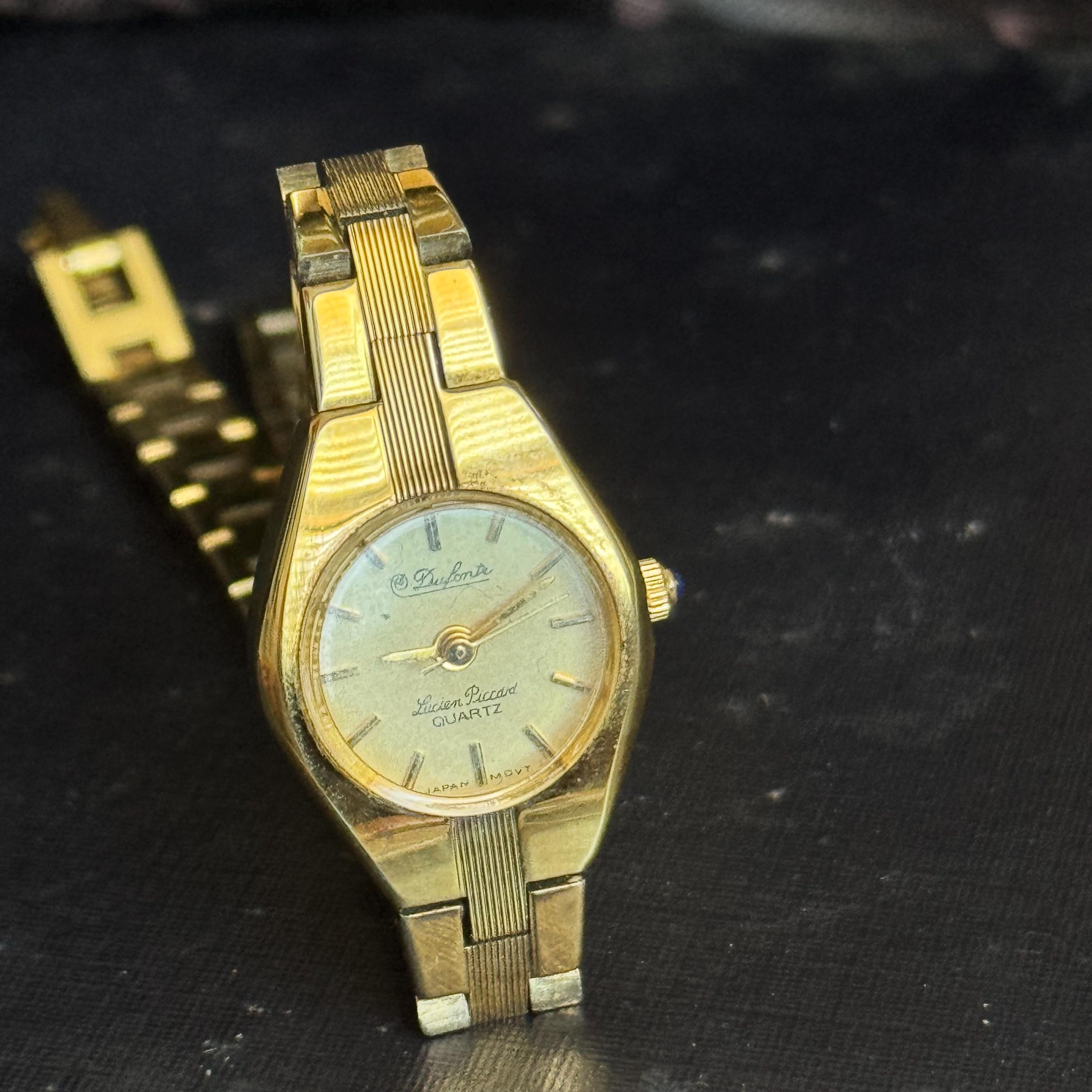 ? Lucien Piccard Ladies Dufonte Vintage Quartz Diamond faced lined & Gold Watch Lucien Piccard Women Gold Wristwatches for sale - eBay main image 2