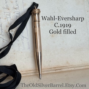 Antique Wahl Eversharp gold chatelaine pencil, circa 1919, gold filled pencil, necklace pencil, gold pencil charm, vintage gold pen, on sale