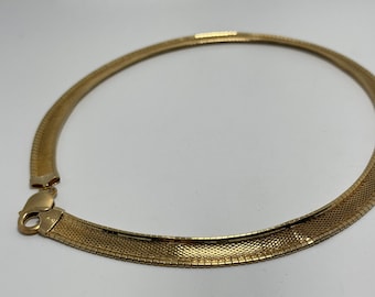 Gold vermeil omega necklace, 18k gold over sterling, sterling silver omega,  jcm jewelry, 9mm wide necklace, polished gold omega