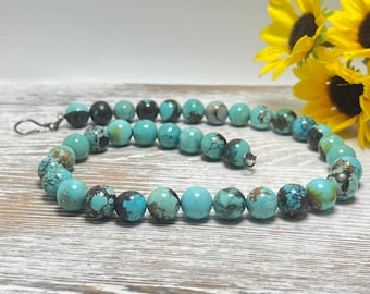 Vintage sterling turquoise beaded necklace