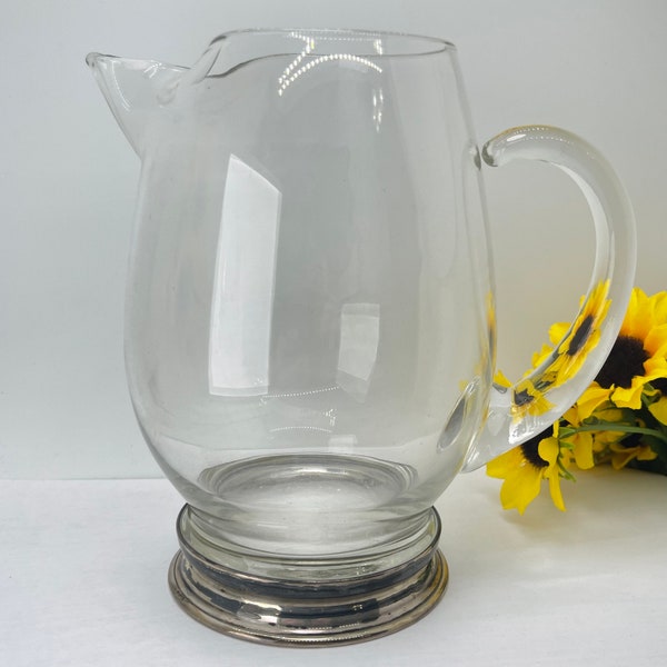 Footed Glass Pitcher Etsy