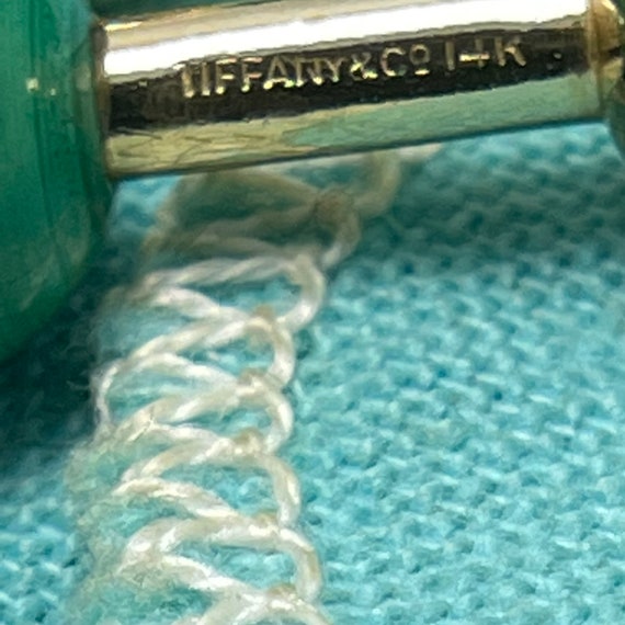 Retired RARE Tiffany & Co 14k malachite cufflinks… - image 2