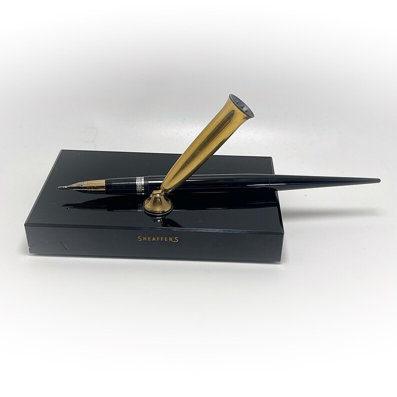 1953 sheaffer shops snorkel triumph fountain pen, 14k gold nib, sheaffer desk set, white dot, 14k palladium, unique gift, for dad
