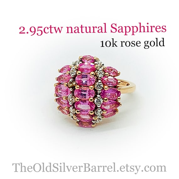 2.95ctw pink sapphire cluster ring, 10k rose gold