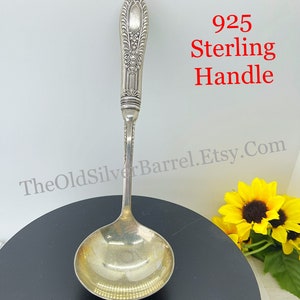 Large sterling serving spoon, vintage sterling, large soup spoon, sterling handle, decorative spoon, on sale
