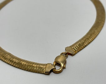 Gold vermeil omega necklace, 18k gold over sterling, sterling silver omega,  jcm jewelry, 9mm wide necklace, polished gold omega