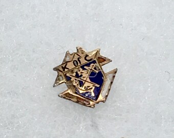 K of C collar pin, knights of columbus, gold pin, small KofC pin, catholic organization, catholic pin, knights shield pin, gift for him