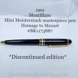 1991 Small Mini Montblanc Meisterstuck Masterpiece Mozart pen, Black Resin & Gold, rare montblanc ballpoint pen, 4.25”, unique gift, on sale