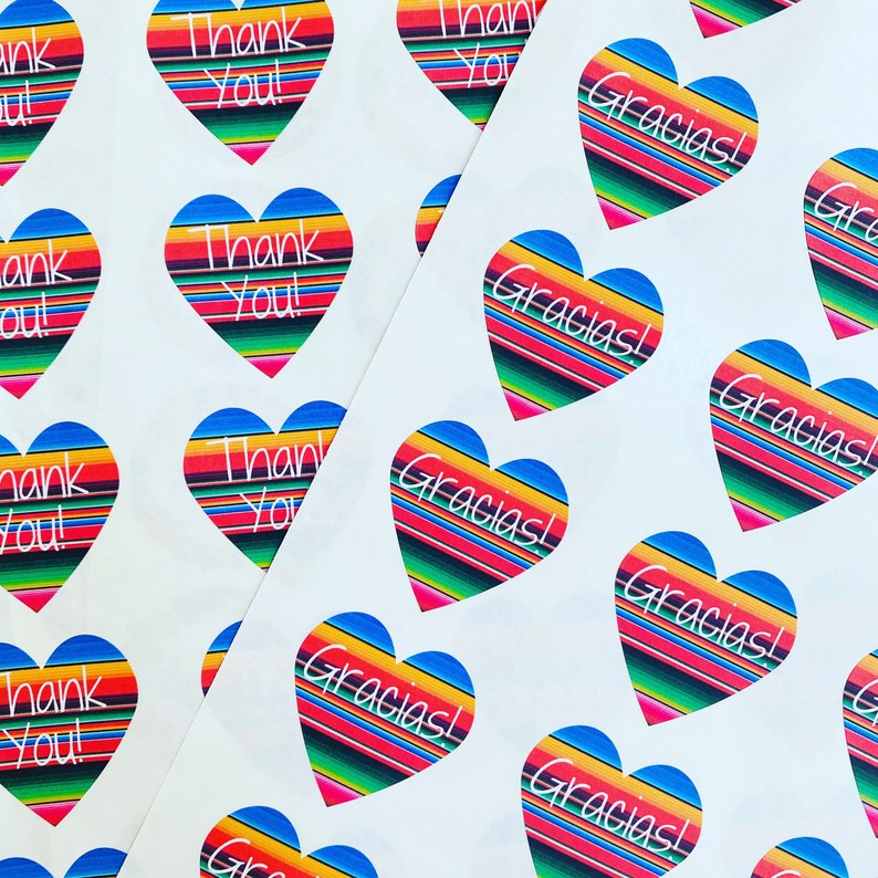 Thank You Gracias Sarape Heart Matte Stickers