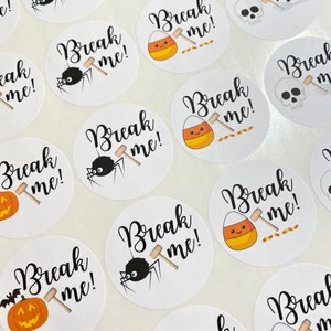 Break Me Halloween Sticker Labels - Pumpkin, Skull , Candy Cane , Spider , Jack o lantern