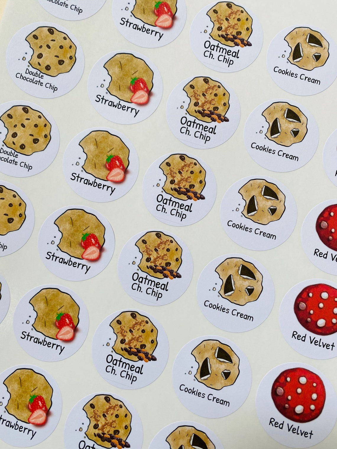 Cute Cookie Flavor Stickers / Custom Cookie flavor stickers Etsy