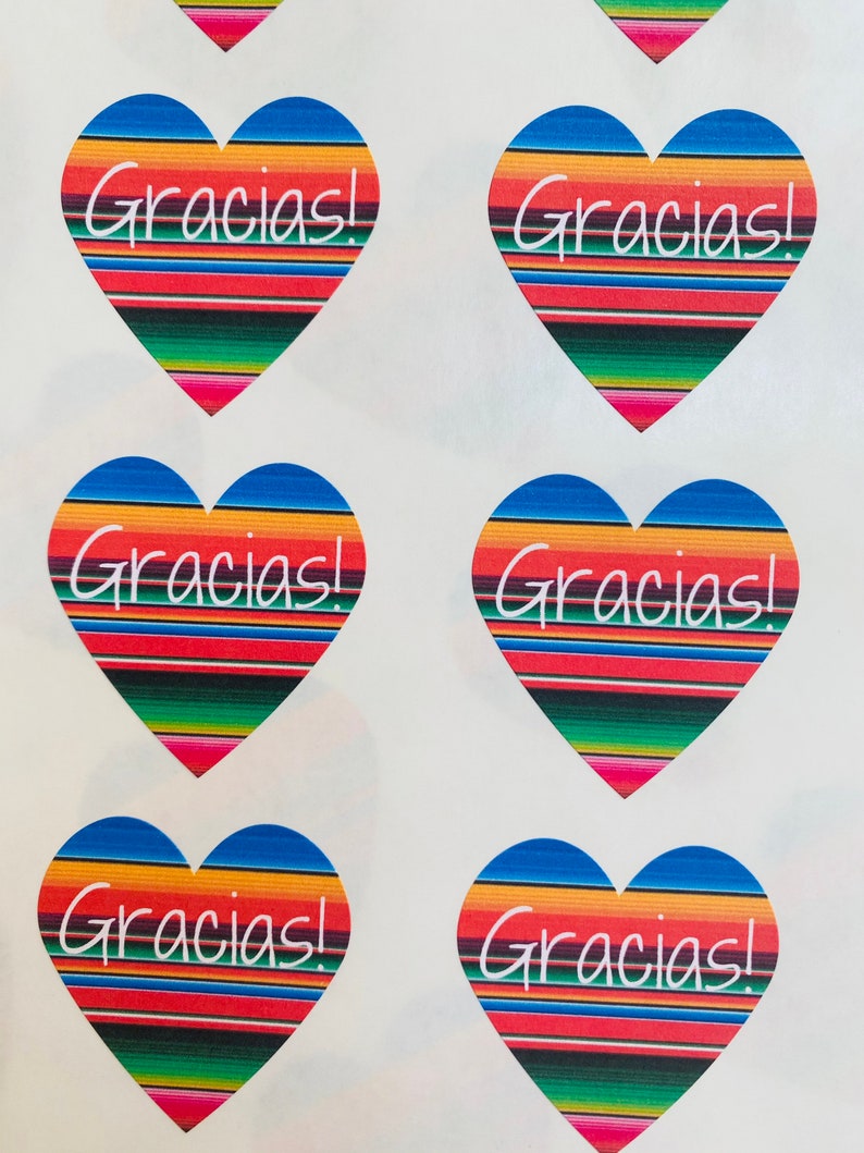 Thank You Gracias Sarape Heart Matte Stickers