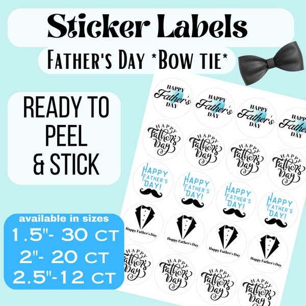 Father’s Day Matte Stickers labels, Happy Father’s Day stickers Mustache / tuxedo