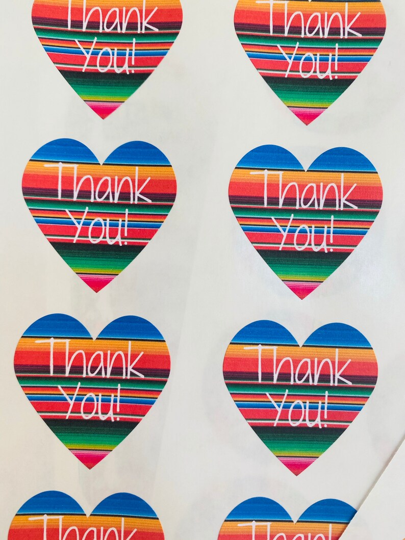 Thank You Gracias Sarape Heart Matte Stickers