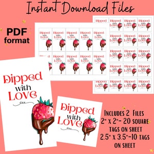 2 DIGITAL downloads Dipped Berry 2" , 2.5" x 3.5" printable tags PDF format