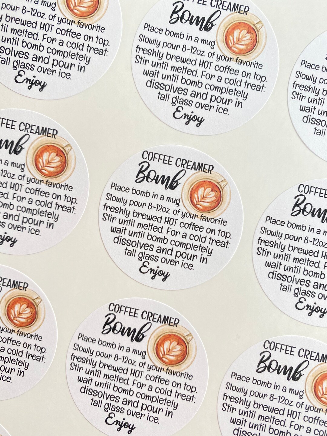 Coffee Creamer Bomb Hot Cocoa Bomb Stickers / Directions Etsy