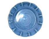 Vietri Hand Made Mediterranean Blue Plain Dinner Plate. Made in Italy.