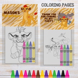 The Lion Guard Mini Coloring Pages and Crayons, The Lion Guard Birthday Party Favors, The Lion Guard Party Supplies, The Lion Coloring Book